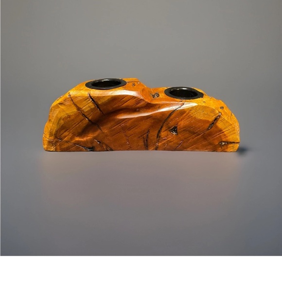 The Unbranded Brand Other - Rustic Live Edge Handcrafted from Burl Wood Candle Holder 10inWx3.5inH